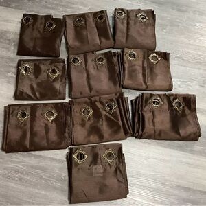 10PC SOLID BROWN SHEER INDOOR PANEL, 6 GROMMETS WINDOW CURTAIN 38W X 84H